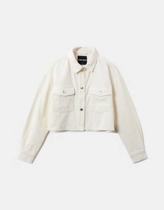 Weiße kurze Hemdjacke aus Cord