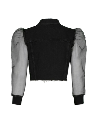 Cropped Denim Jacket with Organza 
