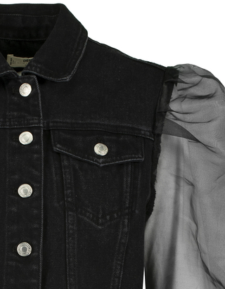 Cropped Denim Jacket with Organza 
