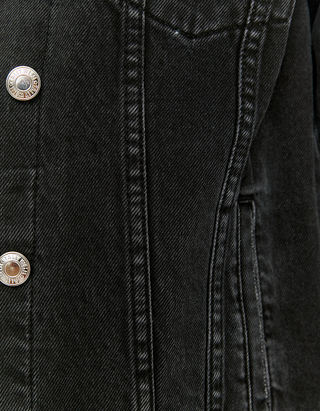 Black Teddy Fur Lined Denim Jacket 