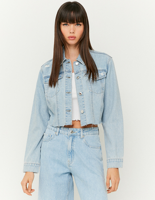 Blue Cropped Denim Jacket | TALLY WEiJL 