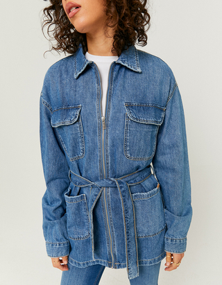 Blue Long Sleeves Denim Jacket | TALLY 