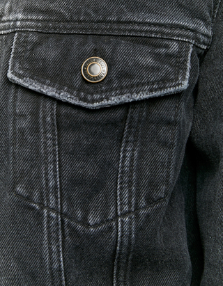 Cropped Black Denim Jacket