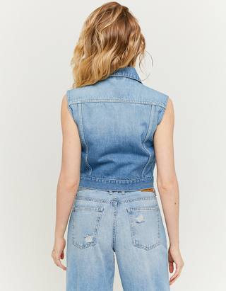 Blue Sleeveless Denim Jacket | TALLY 