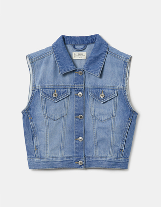 Blue Sleeveless Denim Jacket | TALLY 
