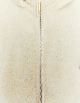 White Faux Fur Jacket with Hood