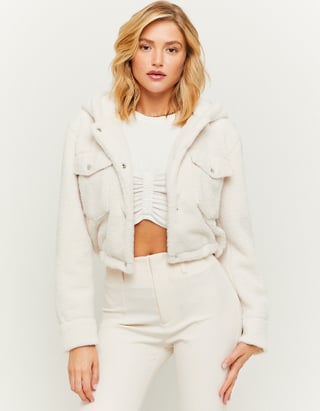TALLY WEiJL, Weiße kurze Jacke aus Kunstfell for Women