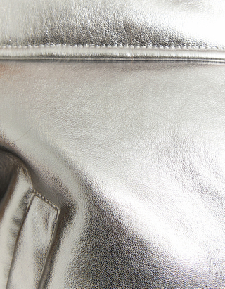 TALLY WEiJL, Silver Faux Leather Aviator Jacket for Women