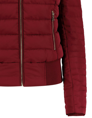 TALLY WEiJL, Burgundy Puffer Jacket with Removable Fux Fur for Women