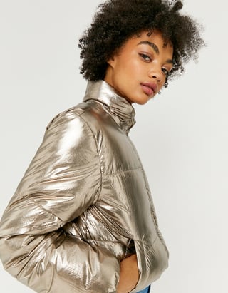 Golden Reflective Puffer Jacket