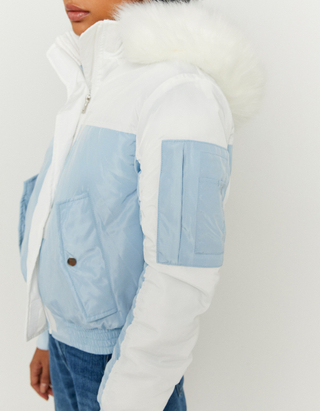 Colorblock Faux Fur Lined Hood Jacket