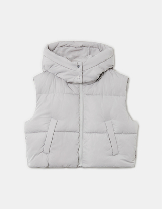 Grey Hooded Puffer Vest | TALLY WEiJL 