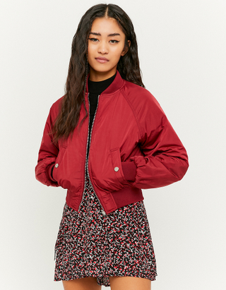 TALLY WEiJL, Red Cropped Bomber Jacket for Women