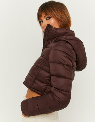 Brown Cropped Light Padded Jacket