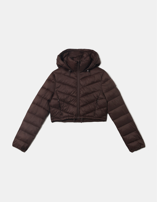 Brown Cropped Light Padded Jacket