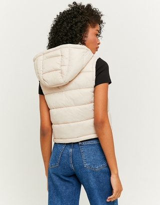 Beige Sleeveless Puffer Jacket | TALLY 