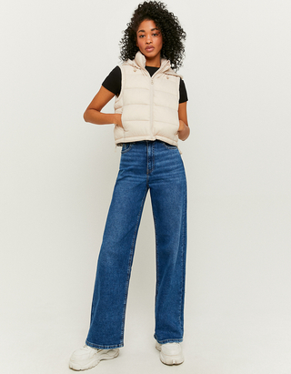 Beige Sleeveless Puffer Jacket | TALLY 