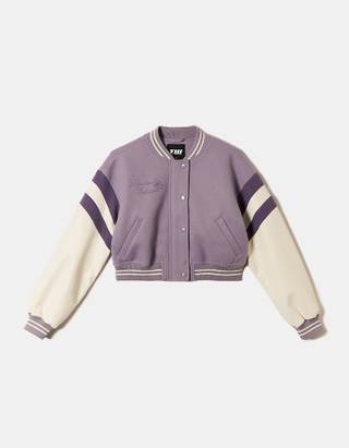 TALLY WEiJL, Purple Cropped Varsity Jacket for Women