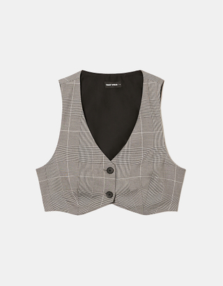 TALLY WEiJL, Checked Cropped Vest for Women