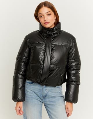 TALLY WEiJL, Black Shiny Cropped Padded Jacket for Women