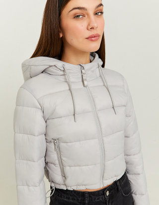 TALLY WEiJL, Grey Cropped Padded Jacket for Women