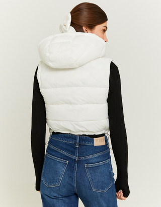 TALLY WEiJL, White Cropped Padded Vest with Hood for Women