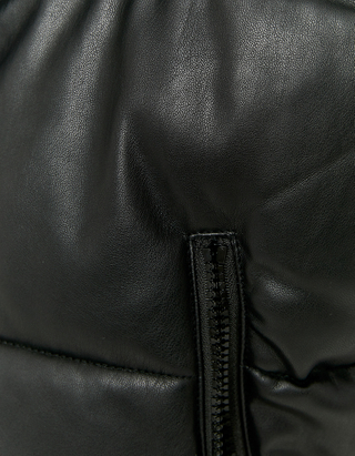 TALLY WEiJL, Black Faux Leather Puffer Vest for Women
