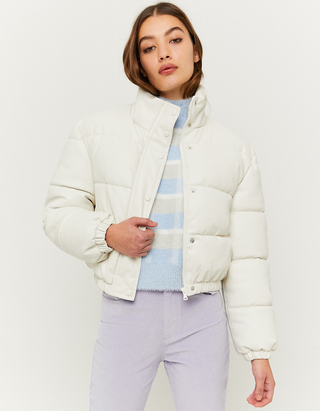 Faux Leather Puffer Jacket | TALLY 
