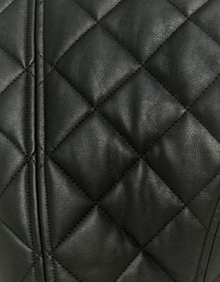 TALLY WEiJL, Black Quilted Faux Leather Biker Jacket for Women