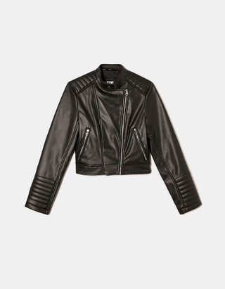 TALLY WEiJL, Black Faux Leather Biker Jacket for Women