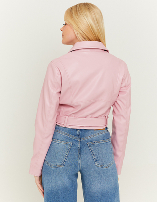 TALLY WEiJL, Pink Faux Leather Biker Jacket for Women