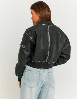 TALLY WEiJL, Black Fake Leather Bomber jacket for Women