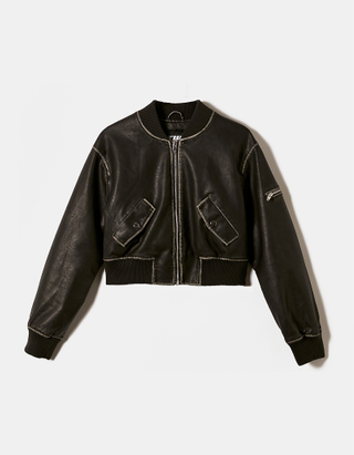 TALLY WEiJL, Giacca Bomber in Similpelle Nera for Women