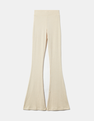 Beige High Waist Flare Leggings | TALLY 