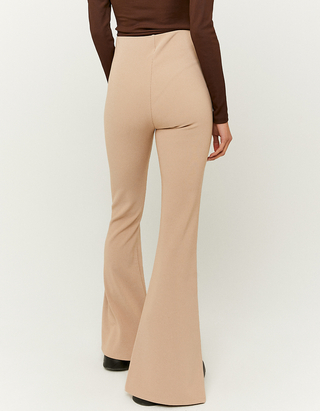 Beige High Waist Flare Leggings | TALLY 