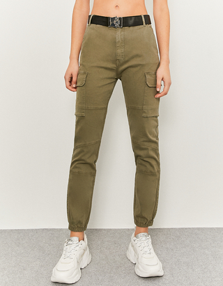 Green High Waist Cargo Trousers | TALLY 