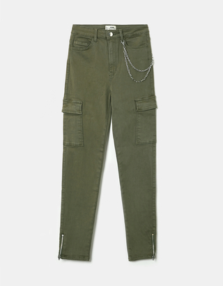Green High Waist Cargo Trousers | TALLY WEiJL Online Shop