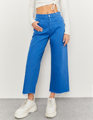 Blaue High Waist Culotte Jeans 