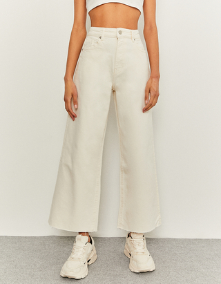 White High Waist Wide Leg Trousers 