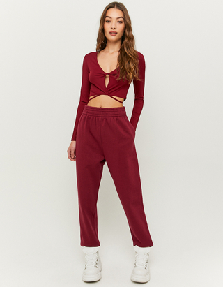 Pantaloni Larghi a Vita Alta Rossi | TALLY WEiJL Online Shop