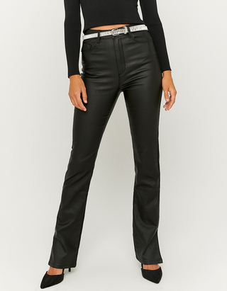 Black High Waist Bootcut Coated 