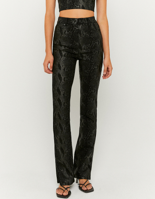 TALLY WEiJL, Black Coated Animal Print Trousers  for Women