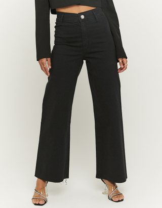 High Waist Wide Leg Trousers With Fancy Detail