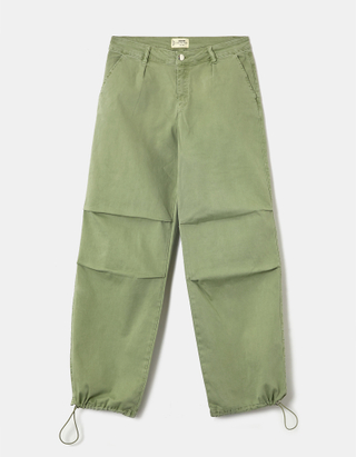 Green Mid Waist Parachute Trousers