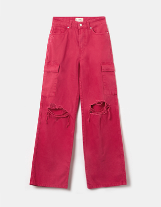 TALLY WEiJL, Red High Waist Cargo Trousers for Women