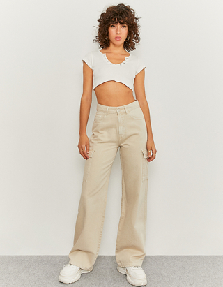 Jeans Cargo a Vita Alta Beige | TALLY WEiJL Online Shop