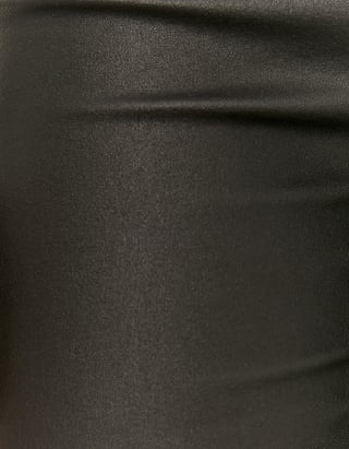 Pantalon Enduit Skinny Taille Haute Noir