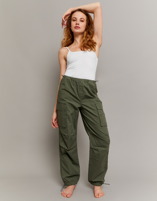 TALLY WEiJL, Pantalon Cargo Parachute Vert Taille Haute for Women