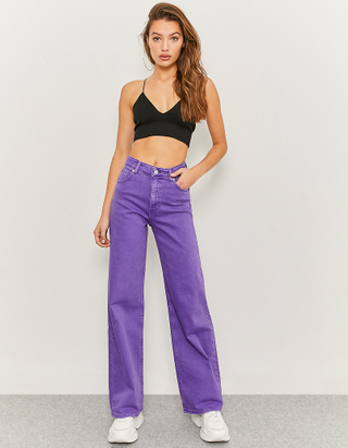 TALLY WEiJL, Purple High Waist Wide Leg Trousers for Women
