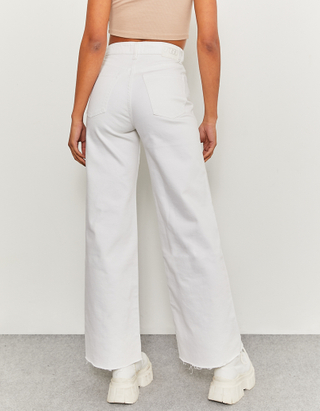 Pantalon Jambe Large Taille Haute Blanc